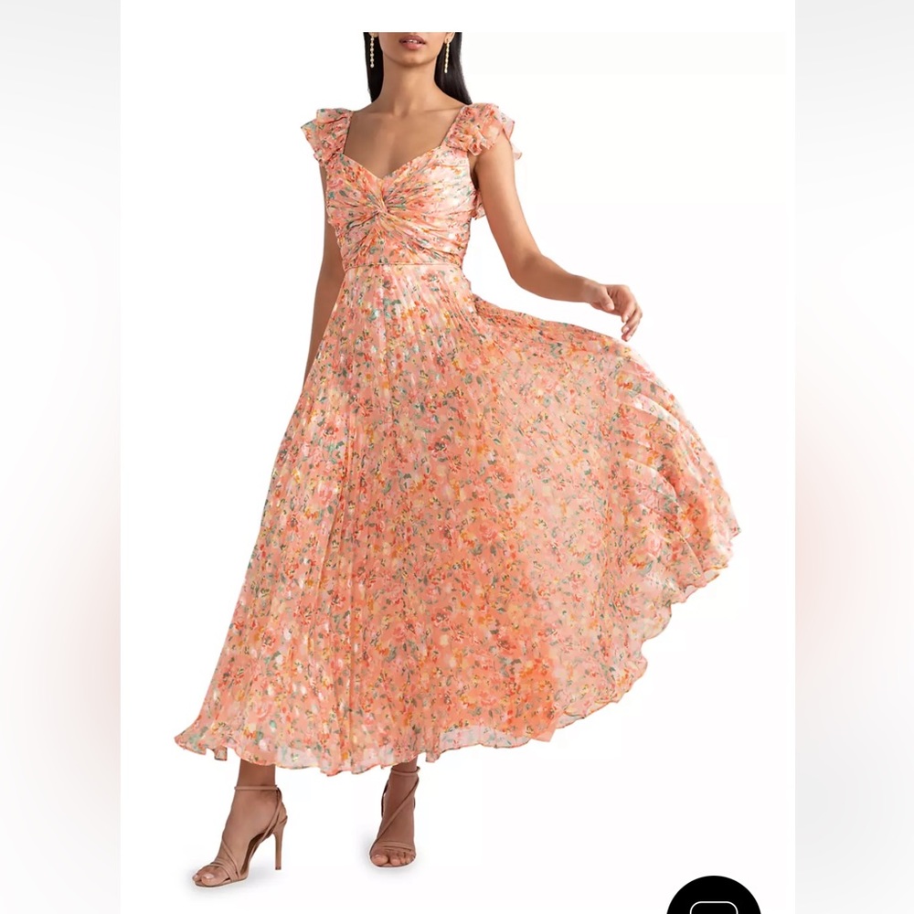 Shoshanna Jeane Floral Print Twisted amp Pleated Dress